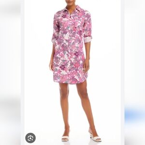 Karen Kane Floral Shirt Dress 100% Cotton Size Large